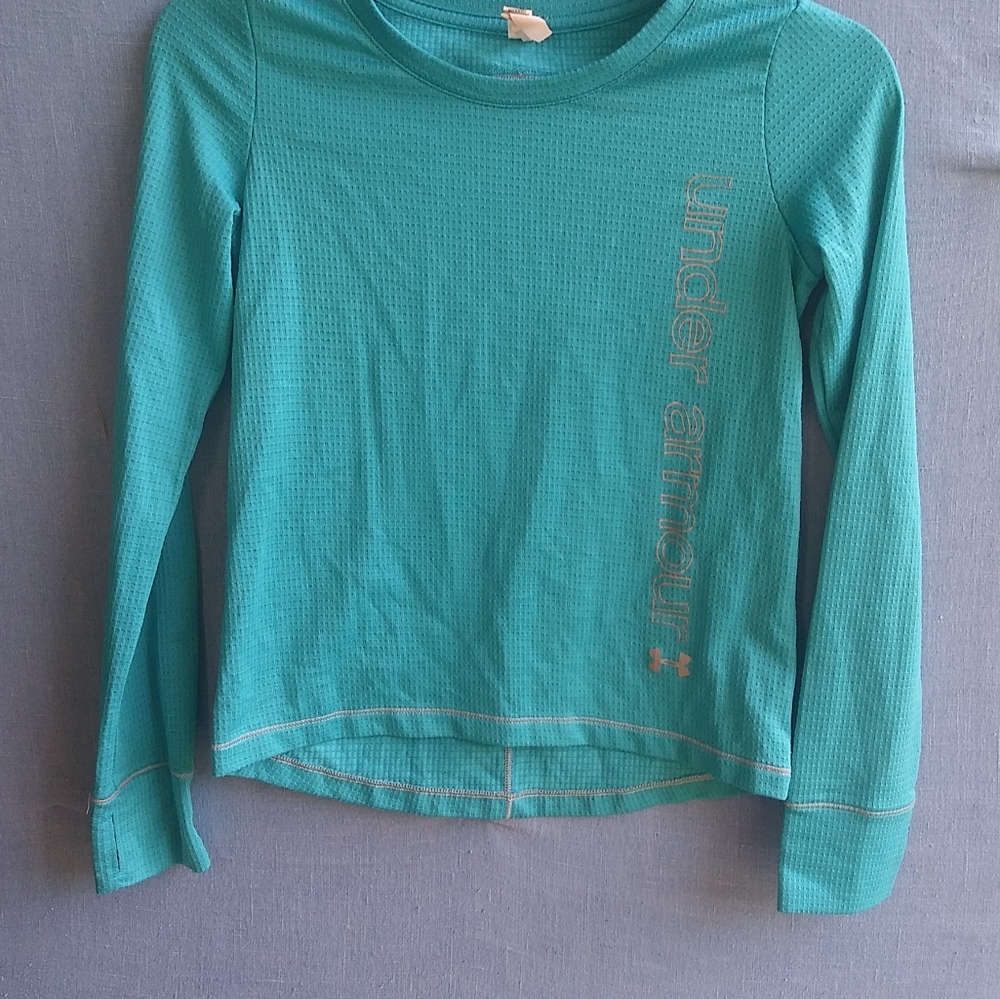 Under Armour Youth Girls Size Medium Blue Long Sleeve Tee B1